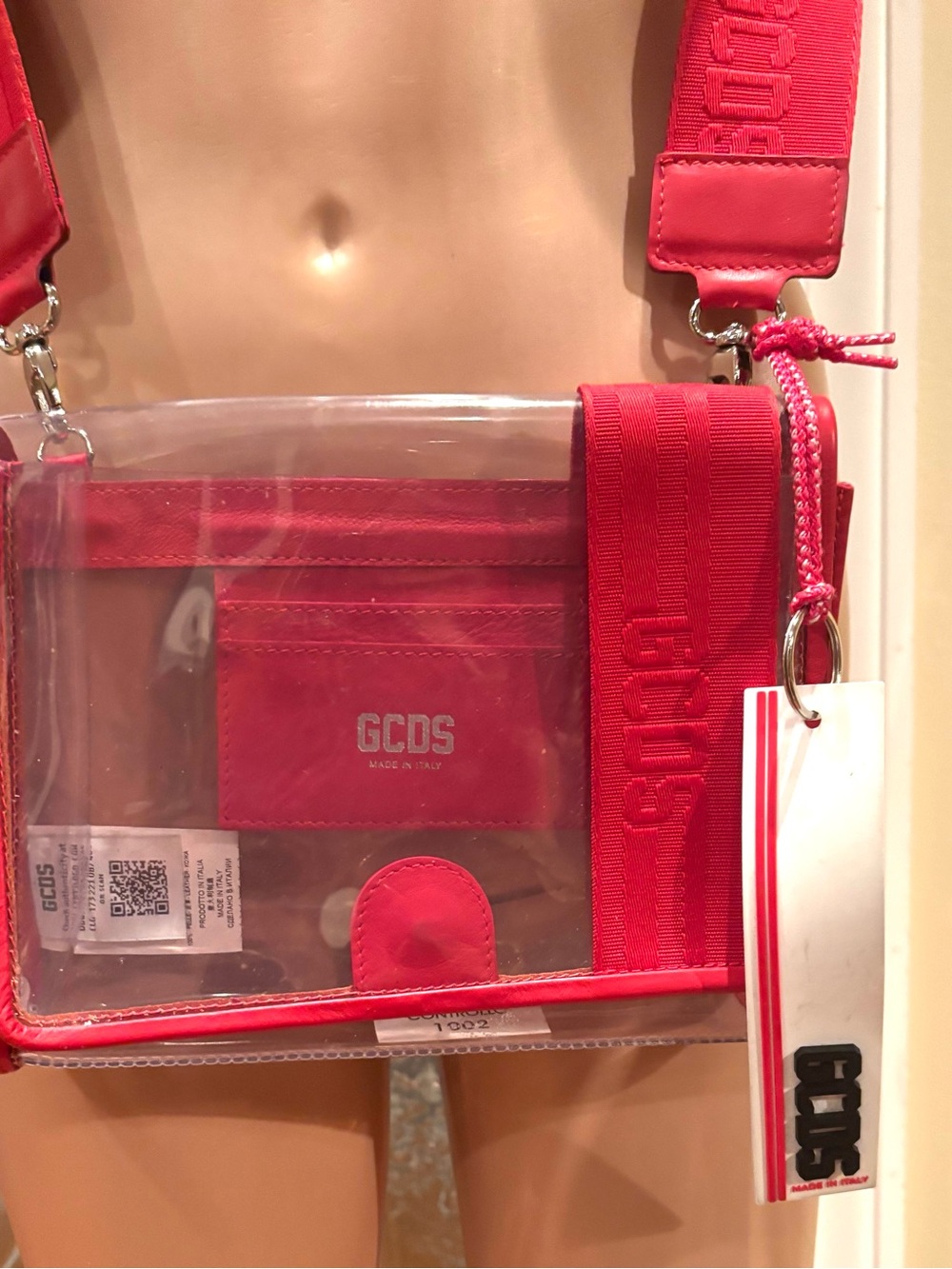 Authentic Gcds with Clear Crossbody Bag in Red